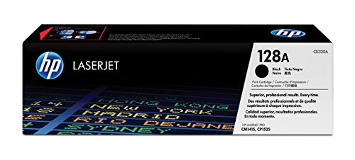 HP 128A (CF371AM) Cyan, Magenta & Yellow Original Laserjet Toner Cartridges, 3 Pack and HP 128A (CE320A) Black Original Laserjet Toner Cartridge Bundle