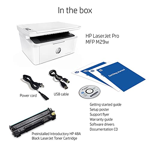 HP Laserjet Pro MFP M29W E All-in-One Wireless Monochrome Laser Printer for Home Business Office, White - Print Scan Copy - 19 ppm, 600 x 600 dpi, 8.5 x 11.69, Hi-Speed USB