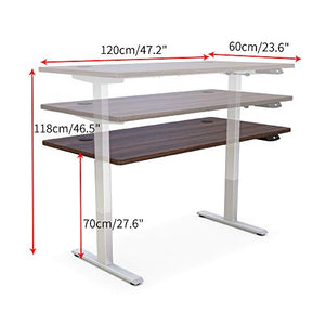 Master Massage 47.20x24" Electric Height Adjustable Standing Desks With Led Displayed 6 Programmable Preset Controller for Sit Stand Home Office Workstation Walnut Top + White Frame, 1count