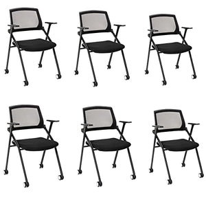 VACYOVKE 6 Pack Conference Room Chairs with Wheels - Mid-Back Guest Reception Set