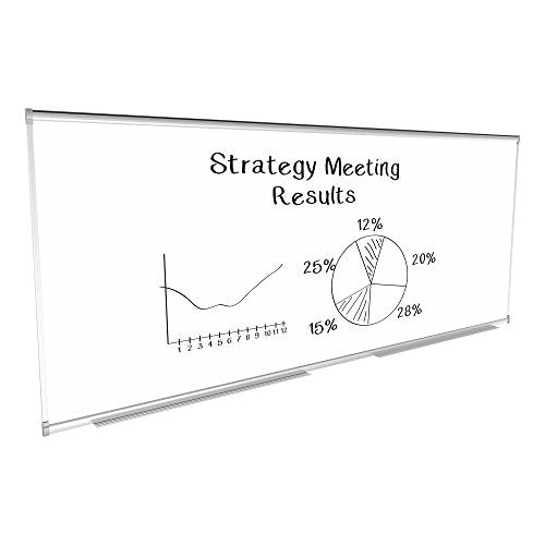 Learniture Porcelain Steel Magnetic Dry Erase Board/Whiteboard w/Aluminum Frame & Map Rail (10' W x4' L)