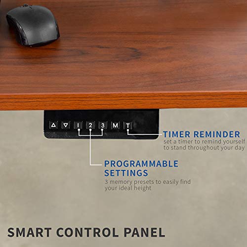 VIVO Electric Height Adjustable 60 x 24 inch Memory Stand Up Desk, Dark Walnut Solid One-Piece Table Top, Black Frame, Standing Workstation with Preset Controller, DESK-KIT-1B6D