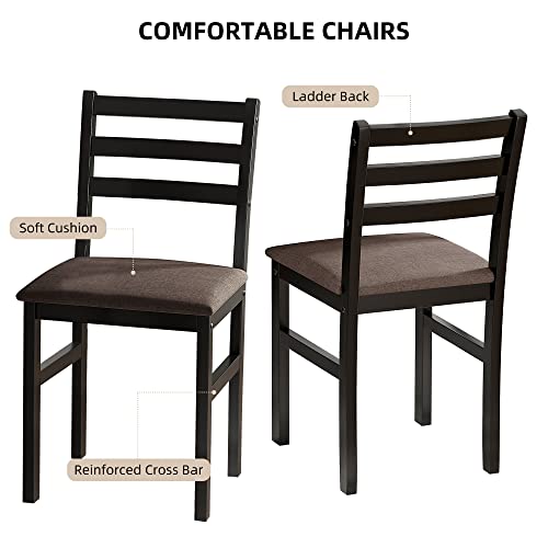Uneeruiqy 5-Piece Dining Table Chair Set with Upholstered Tufted Chairs