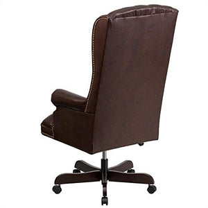 Scranton & Co Traditional Leather Executive Office Chair in Brown