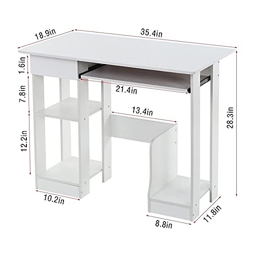 Computer Folding Table Computer Desk with Drawer and Storage Shelves Study Writing Table for Home Office Workstation Study Writing Desk Office Desk