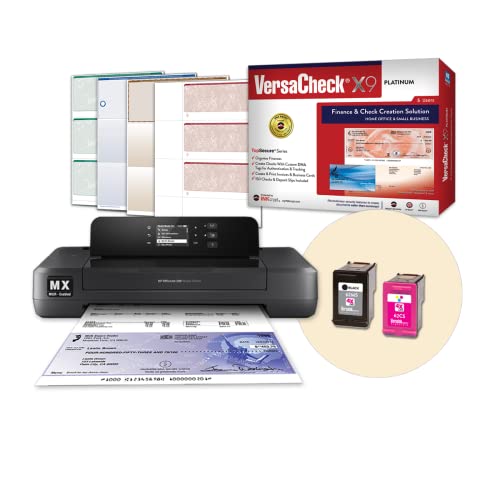 VersaCheck HP Officejet 200 MX Portable Wireless MICR Check Printer and VersaCheck X9 Platinum 5-User Software Bundle White, 200MX