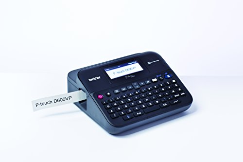 Brother PT-D600VP Label Maker, USB 2.0, P-Touch Label Printer, Desktop, QWERTY Keyboard, Colour Screen, Up to 24mm Labels, Includes Carry Case/AC Adapter/USB Cable/24mm Black on White Tape Cassette