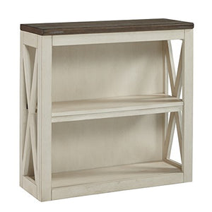Ashley Furniture Signature Design - Bolanburg Medium Bookcase - Casual - 2 Shelves - Weathered Oak/Antique White Finish