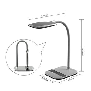 Premer PM-L610 Table Lamp - Dimmable LED Desk Lamp in 3 Brightness Levels With Eye-Caring Panel Gooseneck Design & Touch-sensitive Switch - 6W, Noble Sliver
