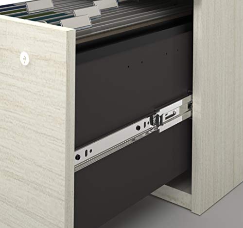 Bestar Logan Collection, 3-Piece Set Including an U or L-Shaped Desk with Hutch, a lateral File Cabinet, and a Bookcase