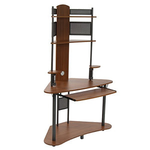 Calico Designs Arch Tower Corner Computer Tower Multipurpose Home Office Computer Writing Desk - Pewter / Teak,