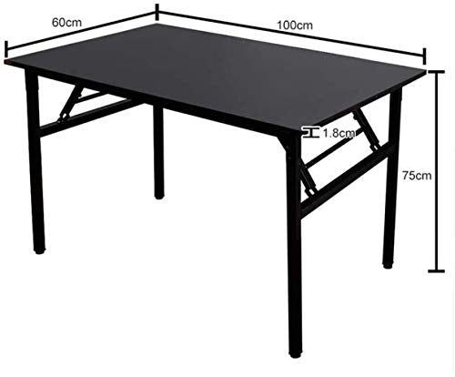 DALIBAI Folding Table Computer Desk PC Desk Office Desk Workstation for Home Office Use Writing Table, Dining Table Conference Table, Black (100 X 60 X 75 cm)