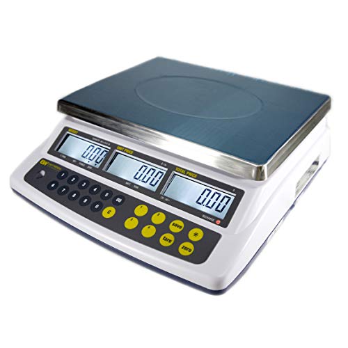 Easy Weigh CK-60 Digital Price Computing Scale Rechargeable Battery Operated, NTEP Approval Class III, LCD Display, Portable Compact, Stainless Steel Platter, (60 x 0.01lb)