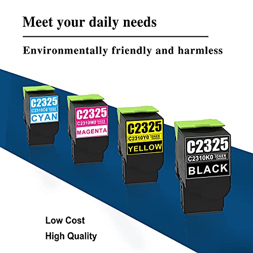 5-Pack C2325 Compatible C2310K0 C2310C0 C2310M0 C2310Y0 Toner Cartridge Replacement for Lexmark C2325dw C2535dw MC2640adwe MC2325adw MC2425adw MC2535adwe C2425dw Printer(2BK+1C+1M+1Y).