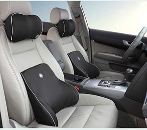 LOVEU Car Lumbar Support & Headrest Neck Pillow Set - Memory Foam Ergonomic Design for Back Pain Relief