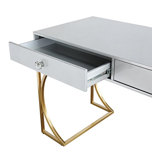 TOV Furniture TOV-G5497 Furniture Lexie Collection Wood and Stainless Steel Home Office Computer Desk, Grey