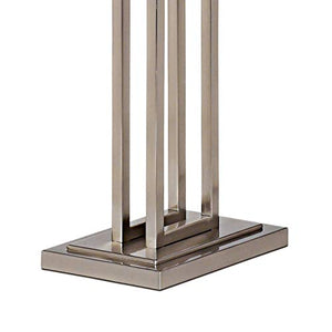 Possini Euro Design Double Tier Standing Floor Lamp 62" Tall Brushed Nickel Silver Rectangular Off White Shade