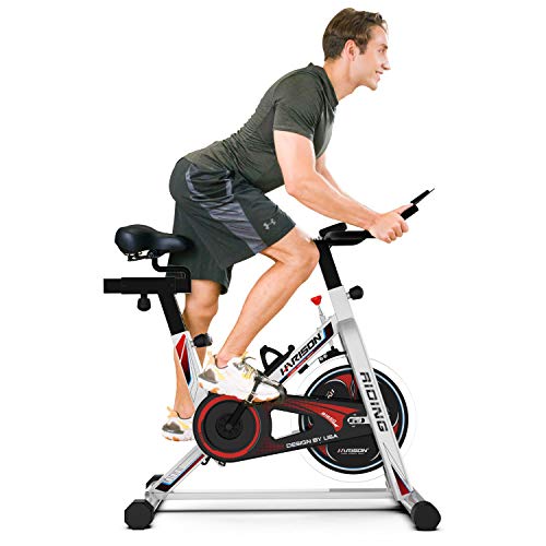 HARISON Exercise Bike Indoor Cycling Bike Belt Driven with iPad Holder 35LBS Flywheel for Home Gym Cardio Workout