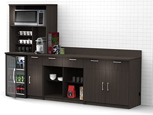 BREAKtime Espresso Lunch Room Furniture Buffet Model 3257 - 4 Piece Group (Factory Assembled)