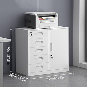 Lingula Steel 5-Drawer File Cabinet with Lock and Printer Shelf