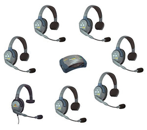 EARTEC HUB7SMXS - 7 Person Wireless Communication System with 6 Single Headsets, 1 Max 4G Headset, and Mini Base Transceiver