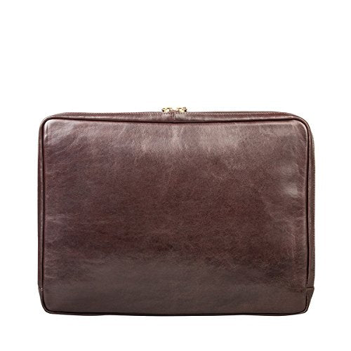 Maxwell Scott Men's Leather 15 Inch Laptop Cover - Verzino Brown