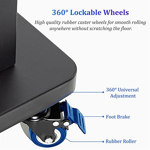 ERLAN Heavy Duty Rolling TV Cart for 55-95 Inch TVs with AV Shelf, 150Kg Capacity
