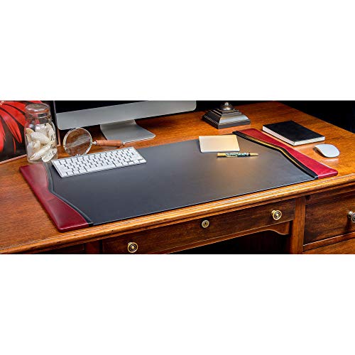 Dacasso Classic Leather Side Rail Desk pad, 34 x 20, Burgundy