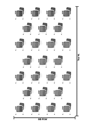 TEAMtime 25 Person Black Flip Table Student Chair Set Model 2060 - 25pc Compact Storage