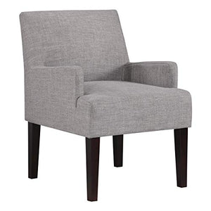 Work Smart Main Street Upholstered Guest Chair with Espresso Finish Accents, Cement Grey Fabric