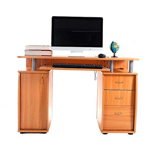 Unknown1 45" MDF Computer Desk Home/Office Workstation with 3pcs Drawers Natural Rectangular MDF Wood Finish Includes Hardware