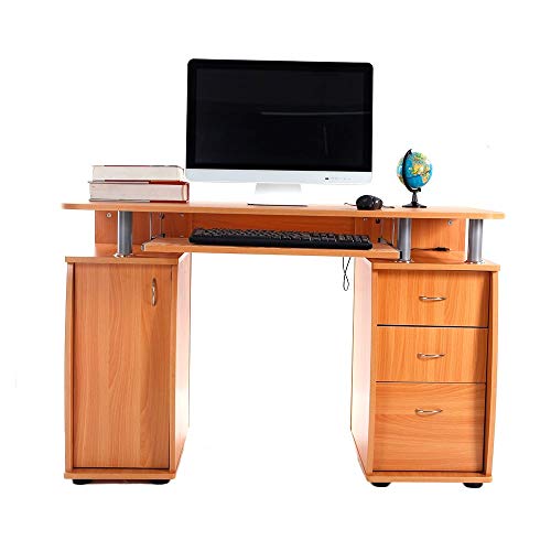 Unknown1 45" MDF Computer Desk Home/Office Workstation with 3pcs Drawers Natural Rectangular MDF Wood Finish Includes Hardware