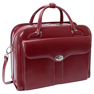 McKleinUSA McKlein Berkeley, Top Grain Cowhide Leather, 15" Patented Detachable -Wheeled Ladies' Briefcase, Red (97046)