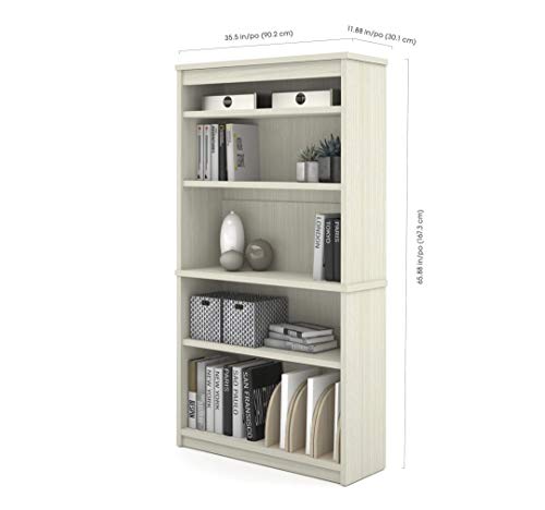 Bestar Logan U-Shaped Desk with Hutch, Lateral File Cabinet, Bookcase - 66W, White Chocolate