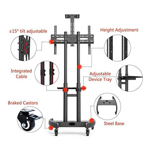 SHYKEY Free Lifting Mobile TV Cart for 32"-65" TV with Adjustable Height Stand