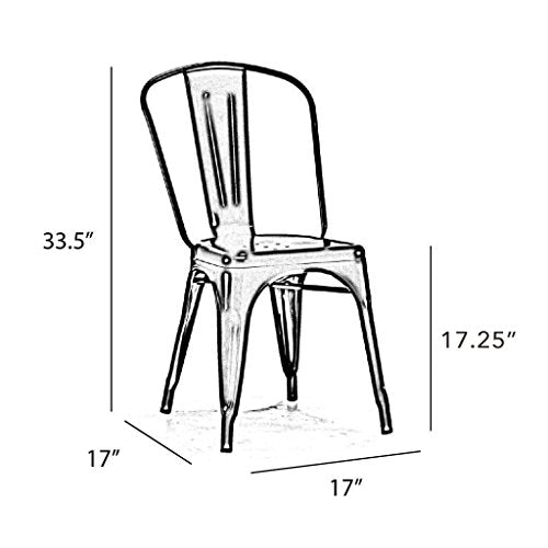 Design Lab MN Dreux Light Rose Gold Steel Side Chair, Set of 4, Chrome Light Rose Gold, Null