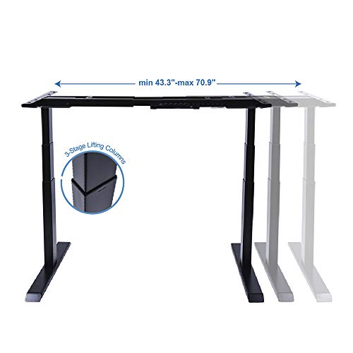 Fromann Electric 3 Tier Legs Dual Motor Desk Base - Sit Stand up Standing Height Adjustable Desk Frame with USB Handset for Home and Office