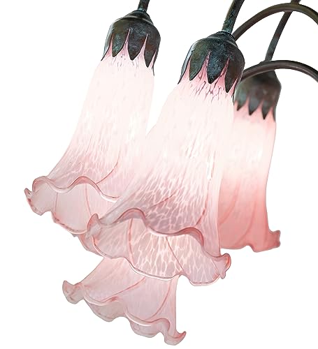 Meyda Lighting Pink Tiffany Pond Lily Floor Lamp, 61" High, 12 Light