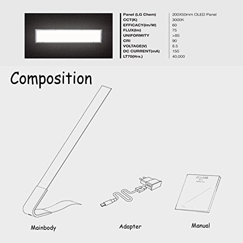 OCLESS ST-L OLED Table Stand Desk Lamp 2 Levels of Brightness Touch Sensor (Titanium)