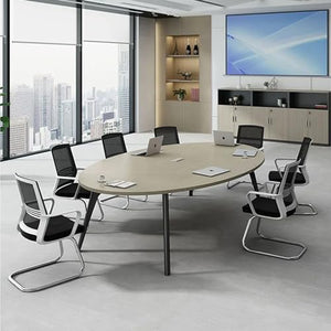 KAGUYASU 10FT Oval Conference Table with Wiring Box - Large Meeting Desk 118.1"x47.2"x29.5