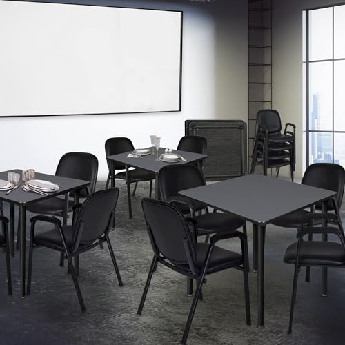 Romig Ace Vinyl Guest Stacking Chair with Arms (18 Pack) - Black