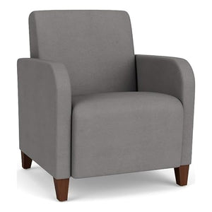 Lesro Siena Polyurethane Lounge Reception Guest Chair in Gray/Walnut