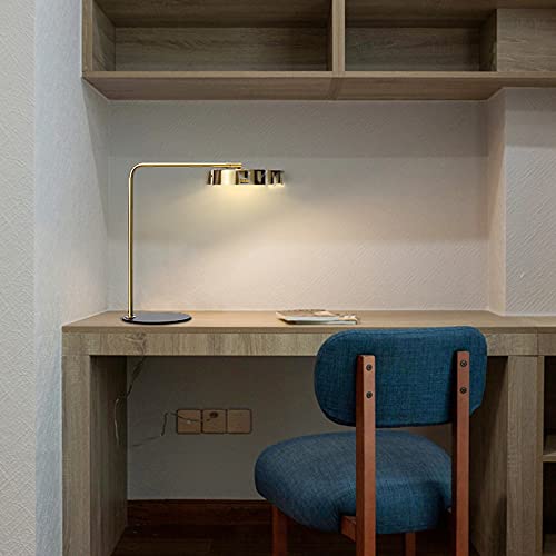 BinOxy Golden LED Desk Lamp with Marble Base - Push Button Switch, Iron Art Reading and Learning Lamp for Home Office