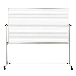 Offex School Classroom 72" x 48" Mobile Magnetic Double Sided Music Whiteboard, 1 Pack (OF-MB7248MM-1PK)