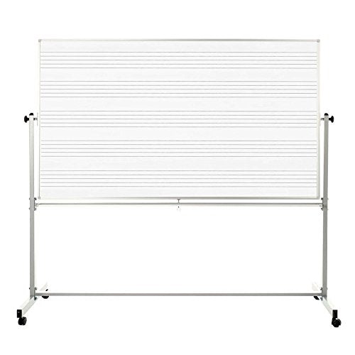 Offex School Classroom 72" x 48" Mobile Magnetic Double Sided Music Whiteboard, 1 Pack (OF-MB7248MM-1PK)