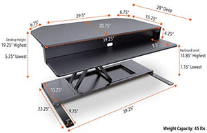 Flexpro Power 40 Inch Electric Corner Desk | 2 Level Standing Desk Converter with Quiet Height Adjustments | Large Dual Level Sit to Stand Workspace | Great for Cubicles! (Corner / 40")