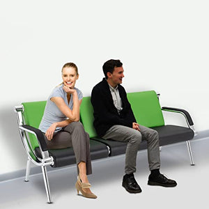 SHOUMANUAL Office Reception Sofa Set, 3-Seat PU Leather Waiting Room Bench - Green