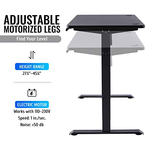 CO-Z Height Adjustable Computer Desk | 48x24 inch Sitting and Standing Desk for Home Office More | Motorized Sit Stand Gaming Desk with Cable Management | One Piece Top Electric Stand Up Desk, Black