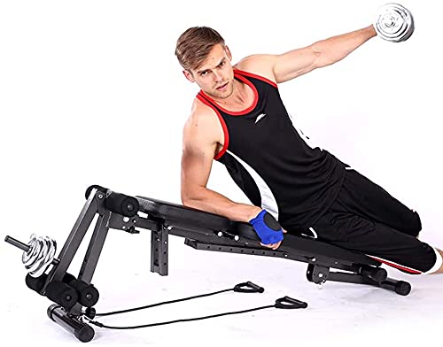 CJGJX Men's and Women's Fitness Weight Bench for Full Body Workout,Height Adjustable Foldable Barbell Bench Dumbbell Weightlifting Bed Strength Training Equipment for Home/Gym Fitness Loss Weight