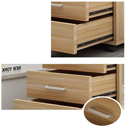 SHABOZ Anti-Theft File Cabinet with Rollers - Large Capacity Multi-Layer Storage (40x40x56cm Light Brown)